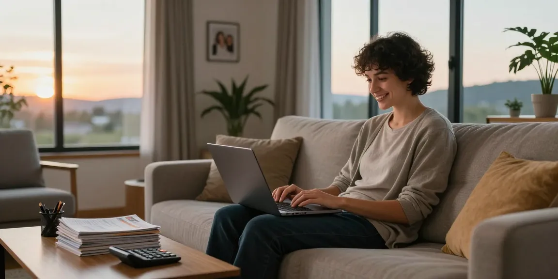 Person enjoying an easy $2000 loan process in a cozy living room.