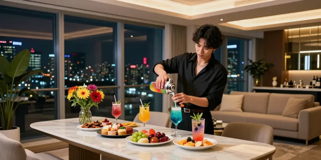 단밤오피에서 제공하는 강남오피 서비스를 선보이는 고급 아파트 내부 모습입니다.