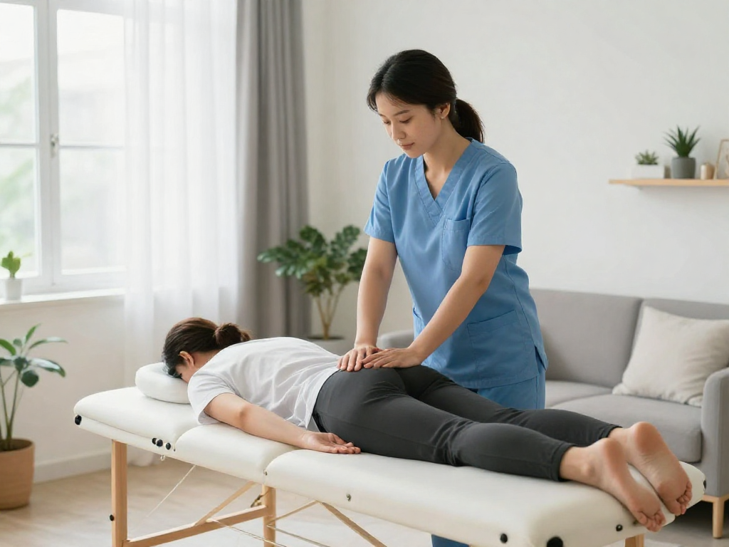 Sports massage at home with expert physiotherapy care in a relaxing environment.