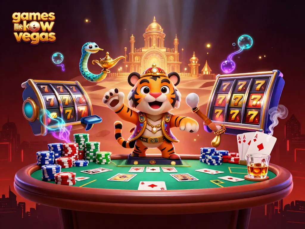 Experience vibrant games like wow vegas with a 3D illustration showcasing casino elements.