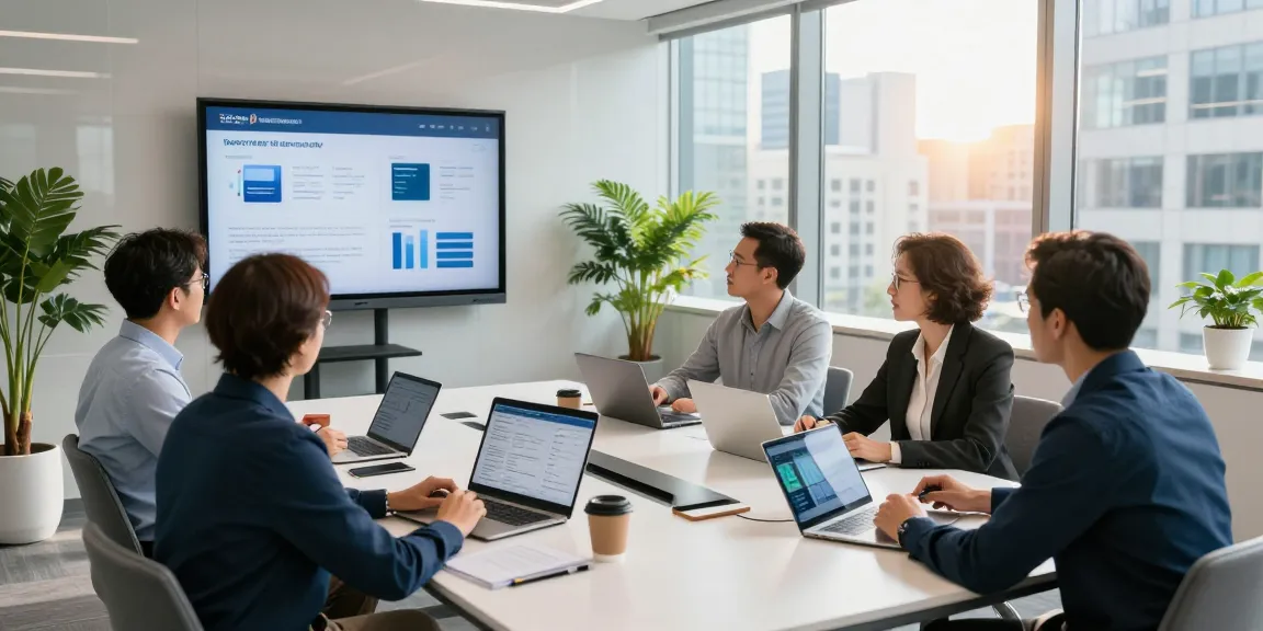 Collaboration in a modern office showcasing cibc digital business solutions, highlighting teamwork and technology.