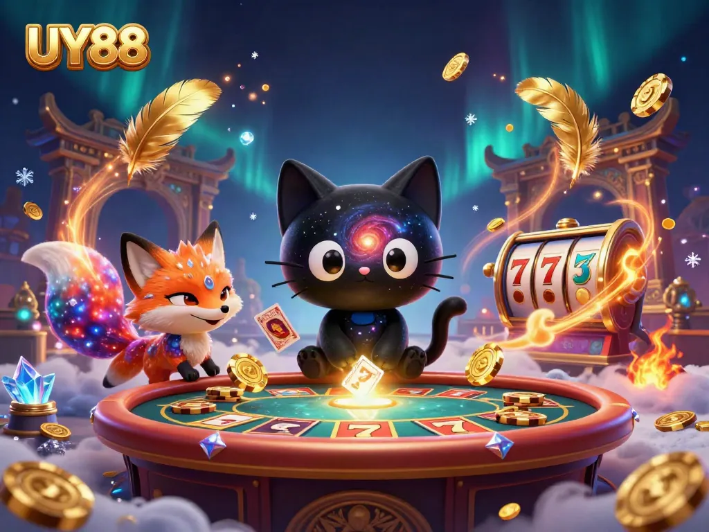 Spin and win with UY88's vibrant 3D casino scene filled with excitement and action.