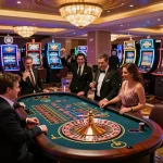 Palm Harbor Divorce Lawyer highlighting players celebrating wins at a roulette table in a vibrant casino.
