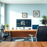 Ein moderner digitaler Arbeitsplatz auf https://alvionz.de/ mit ergonomischem Design und angenehmer Beleuchtung.