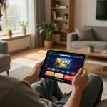 Access Link FB88 app on tablet in stylish home gaming setup for an engaging experience