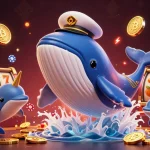 Putar untuk menang dengan Slot88 Online yang menampilkan ikan paus, lumba-lumba, dan gulungan slot berwarna-warni.