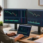 Beginner cloud mining platform showcased in a professional crypto trading workspace with advanced technology and analytical tools.
