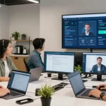 Interactive tech support team providing Telus-Technical-Support in a modern office environment.