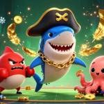 Engage with exciting games at nk88 with a lively scene featuring unique characters and vibrant gambling elements.