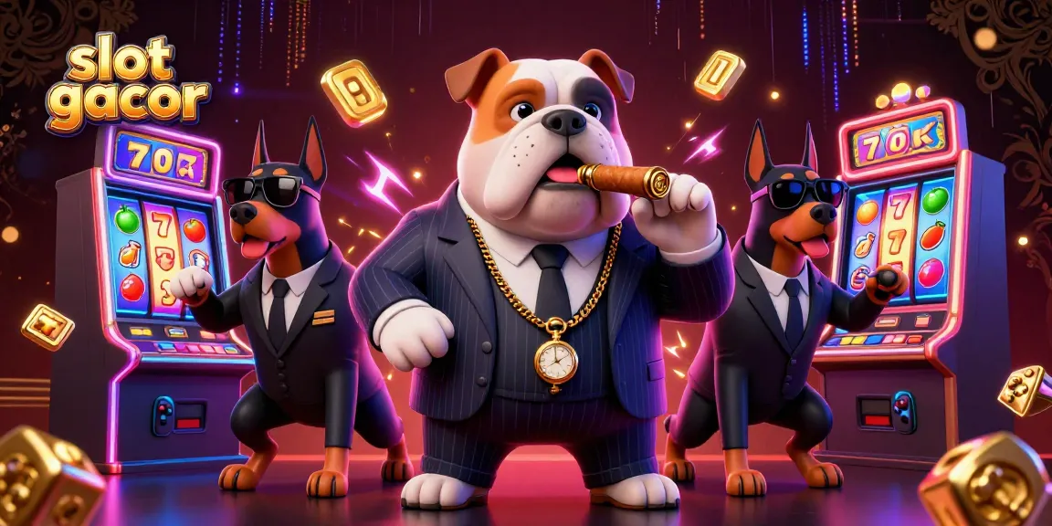 Engage with slot gacor strategies through vibrant 3D mafia-themed casino illustration filled with action.