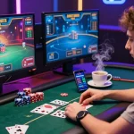 Pengguna terlibat di lapak303 dengan suasana permainan poker online yang menarik.