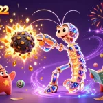 Engage with DRAGON222’s excitement in this vibrant 3D illustration of a galactic samurai amidst a celebration of winning.