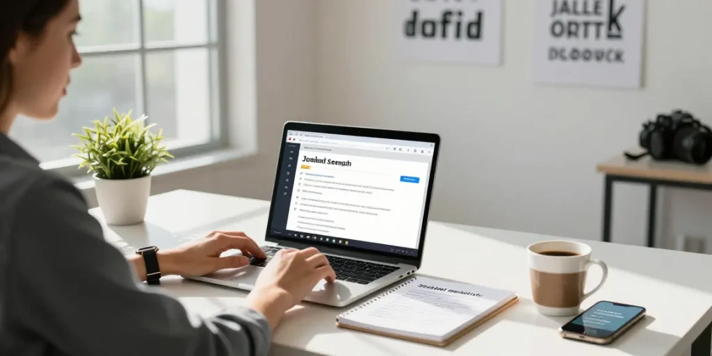 How to find a job: Professional job seeker organizing alerts in a bright workspace.