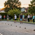Aktivitas bermain petanque di fopikotapalopo.org dengan suasana sore yang hangat.