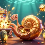 Experience exciting wins with KU88's vibrant casino gaming scene featuring a giant nautilus roulette wheel.