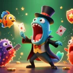 Experience the thrill of slot gacor with vibrant characters and dynamic casino elements in a magical underwater scene.