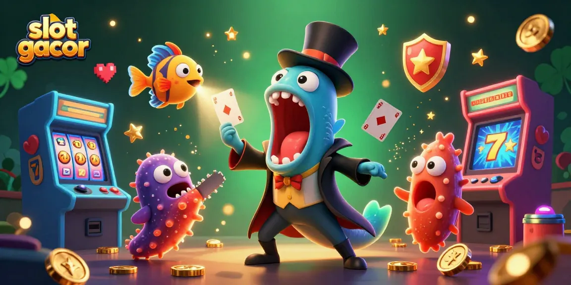 Experience the thrill of slot gacor with vibrant characters and dynamic casino elements in a magical underwater scene.