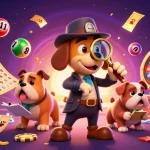 Engage in thrilling gaming with UBUD4D as the detective uncovers clues in a vibrant casino scene.