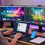 Pengguna bersantai di meja, menjelajahi Martabak188 dengan laptop dan perangkat game, menciptakan pengalaman bermain yang nyaman.