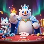 ポーカー オンラインで王者を目指す、ユニークなアートスタイルの3Dイラストです。