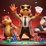 Join mekar11 at a lively VIP casino lounge with raptors in disguise, surrounded by poker excitement and strategic gameplay.