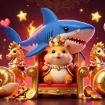 Gioca nei migliori casinò online con questa illustrazione 3D di un re criceto dorato e guardie seahorse.