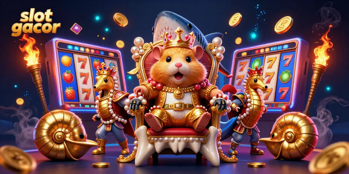 Experience thrilling slot gacor adventures with a fierce hamster king and vibrant casino elements