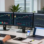 Cricbet99 cryptocurrency trading workspace with live charts and digital wallet setup.