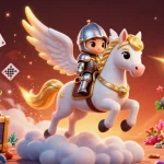 Keonhacai5tv showcases thrilling gameplay with exploding treasure chests and a knight on a celestial horse.