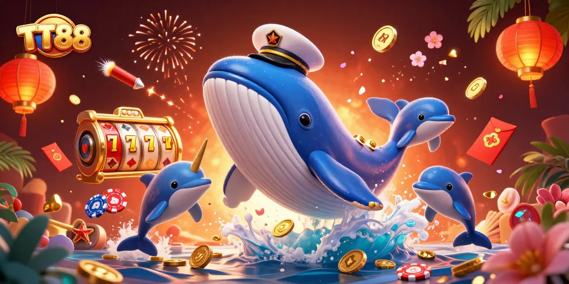 Engage in thrilling gameplay at TT88 with 3D slot reels amidst a vibrant ocean scene.