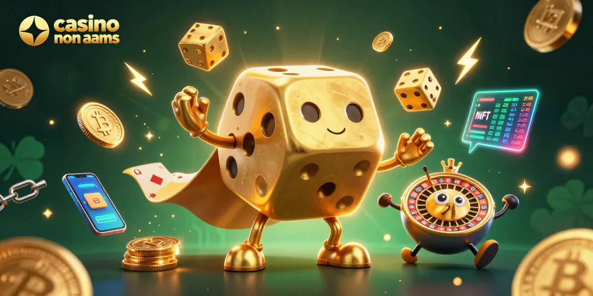 Giocando con casino non AAMS, un golem di dadi d'oro intrattiene mentre getta dadi più piccoli.