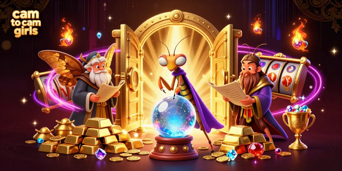 Engage with cam to cam girls in a lively casino setting with treasure and dynamic slot machines.