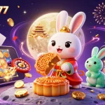 Panglima77's moon rabbit celebrates casino wins with action-packed gaming elements.