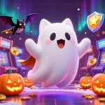 Experience thrilling gaming adventures with a ghost cat and vampire bat in a colorful casino