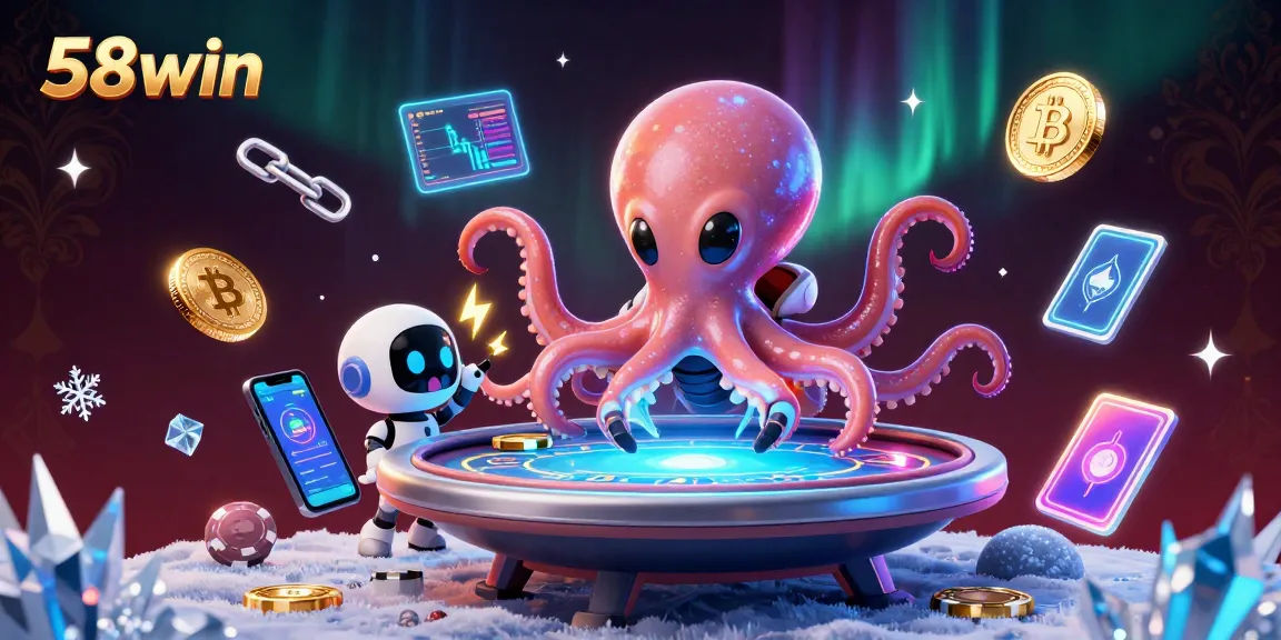 Engage in thrilling games at 58win while the alien octopus hosts on a holographic poker table