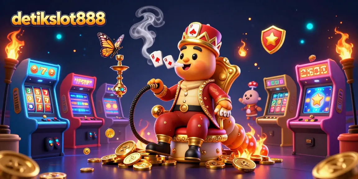 Step into excitement with detikslot888's enchanting 3D cartoon casino scene featuring vibrant game elements.