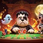 Experience LLG link indexing at a thrilling casino scene with a spooky dog dealer and ghostly elements.
