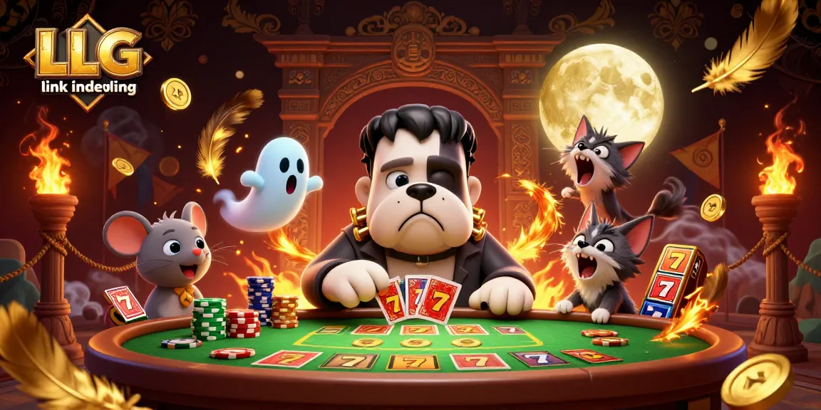 Experience LLG link indexing at a thrilling casino scene with a spooky dog dealer and ghostly elements.