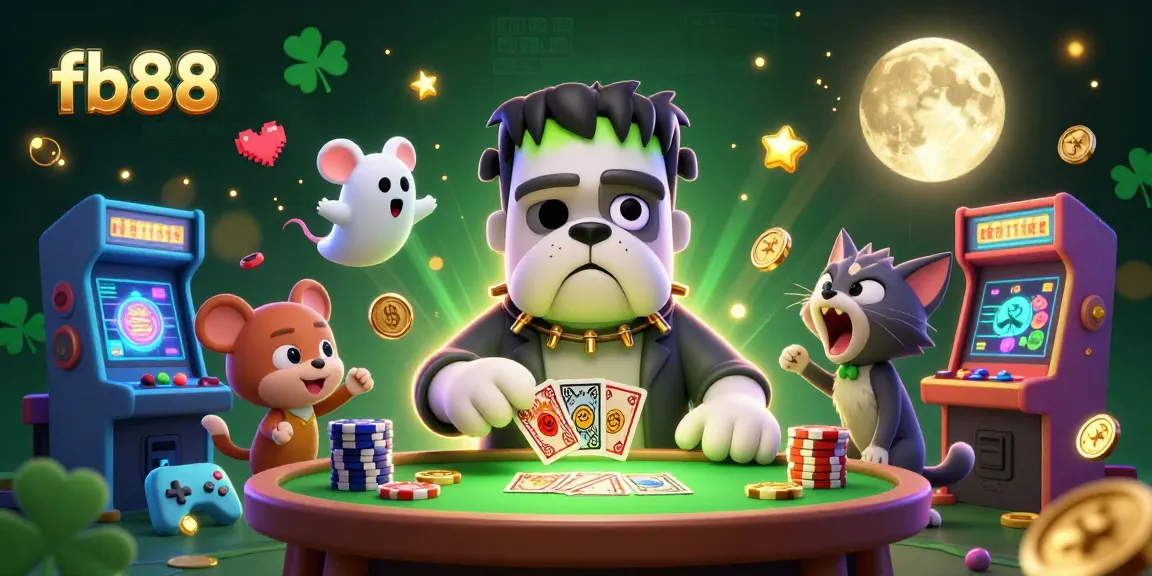 Experience thrilling games at fb88 with a lively scene featuring unique gambling characters.