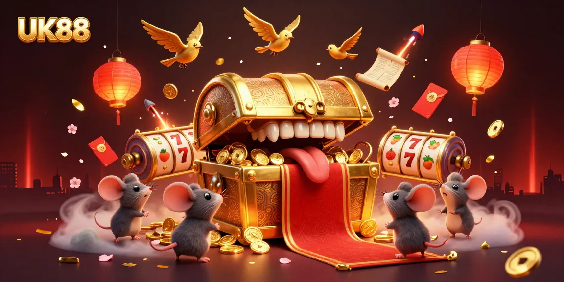 Engage with UK88's exciting casino experience through vibrant treasure hunt visuals and spinning reels.