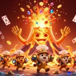 Engage with stunning 3D art showcasing 11M theme, erupting treasures, and playful characters.