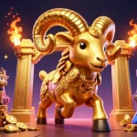 Disfruta de los mejores casinos con el ram dorado cargando hacia los premios en esta animada escena 3D.