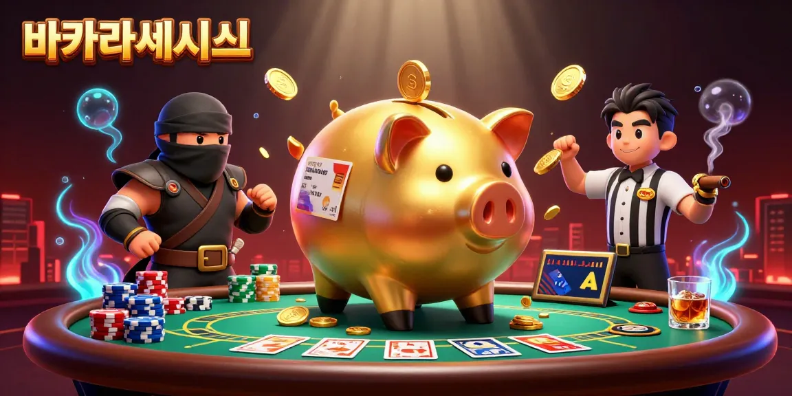 카지노사이트에서 바카라사이트로 플레이하는 황금 복 piggy 뱅크와 승부하는 장면