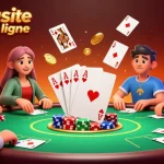 jouez au meilleur site de poker en ligne avec des cartes et des jetons colorés autour d'une table vibrante.
