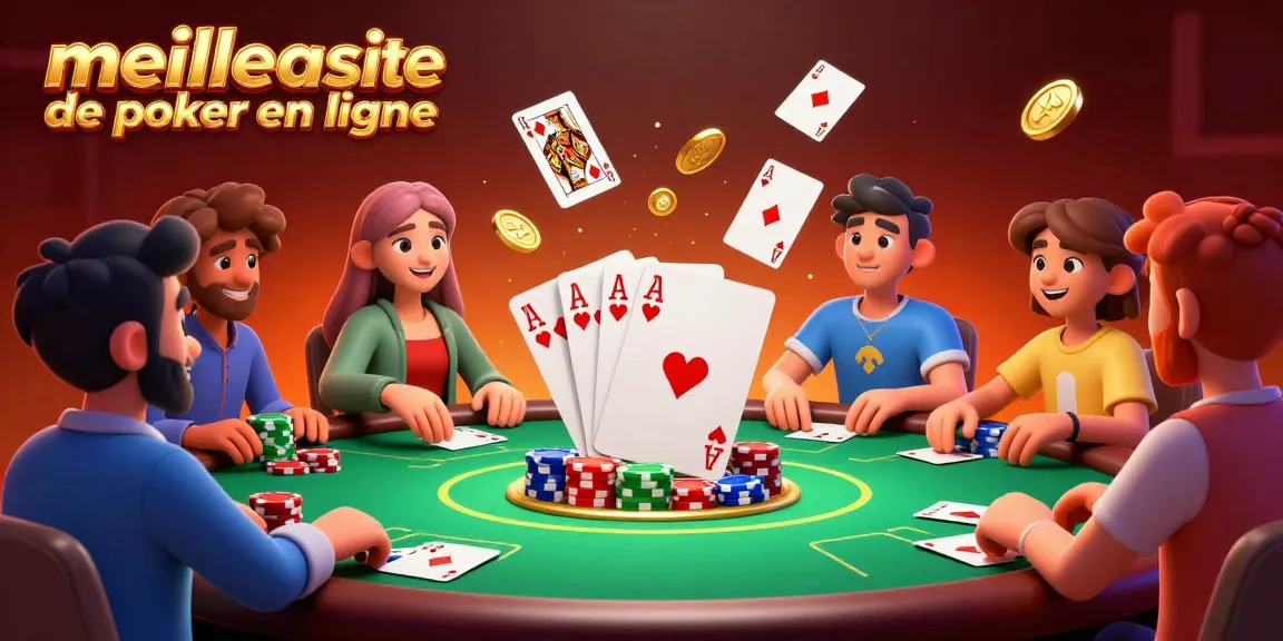 jouez au meilleur site de poker en ligne avec des cartes et des jetons colorés autour d'une table vibrante.