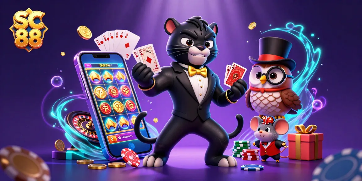 Engage in thrilling gameplay at SC 88 with stylish characters and dynamic casino elements.