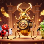 XOILAC offers exciting betting action with a vibrant golden stag beetle showdown on a dynamic stage.