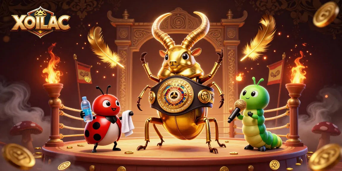 XOILAC offers exciting betting action with a vibrant golden stag beetle showdown on a dynamic stage.