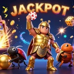 Experience mahjong excitement with animated characters celebrating jackpots in a stunning casino scene.