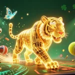 Experience the excitement of PG88's golden tiger in a vibrant casino scene filled with sports elements.